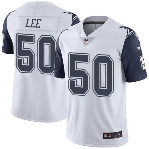 Nike Cowboys #50 Sean Lee White Men's Stitched NFL Limited Rush Jersey - Click Image to Close